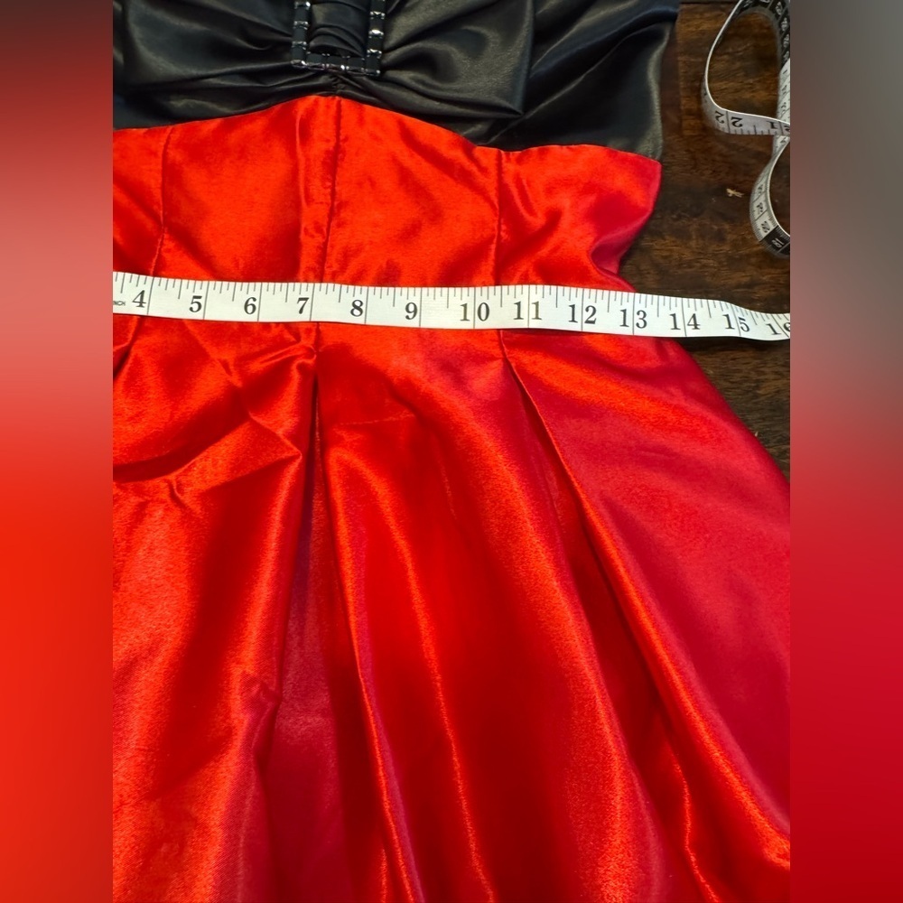 Jessica McClintock Gunne Sax Vtg Cherry Red 90’s Taffeta Strapless Dress Sz 3 - Picture 8 of 11